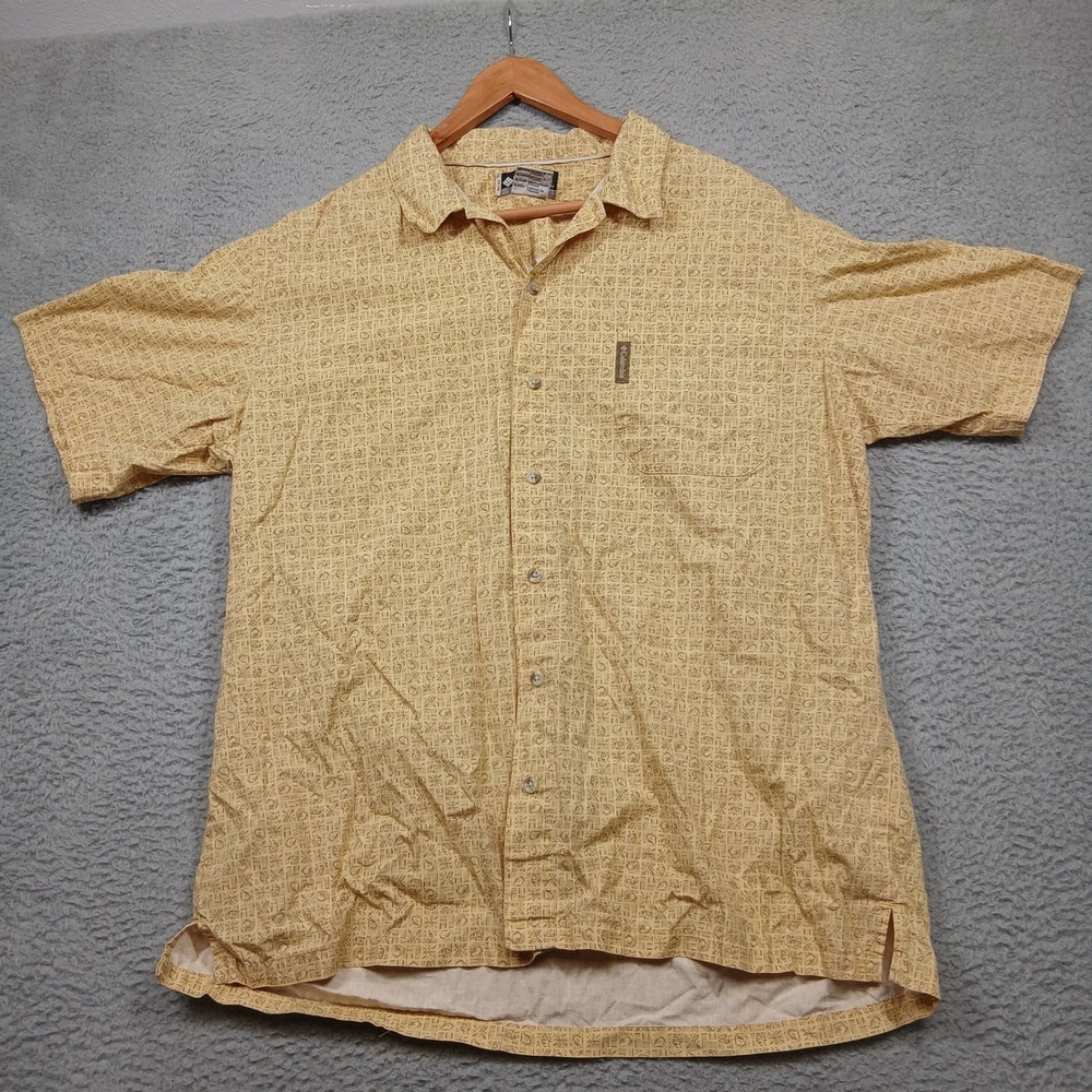 Columbia Sportswear Men's XL Yellow Short Sleeve Button Front Shirt Omni-Shade